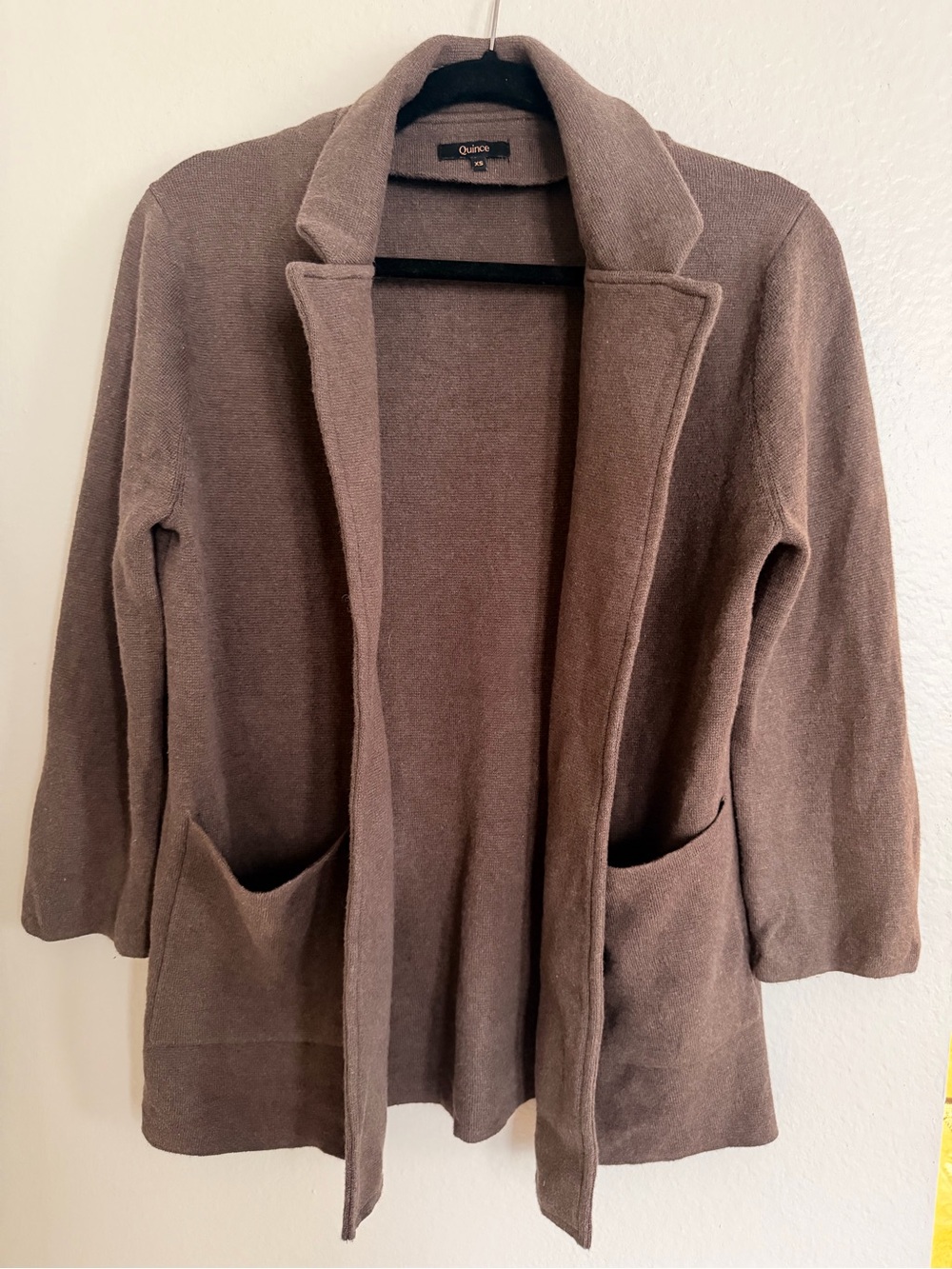 Quince 100% Organic Cotton Knit Blazer Heather Brown Size XS